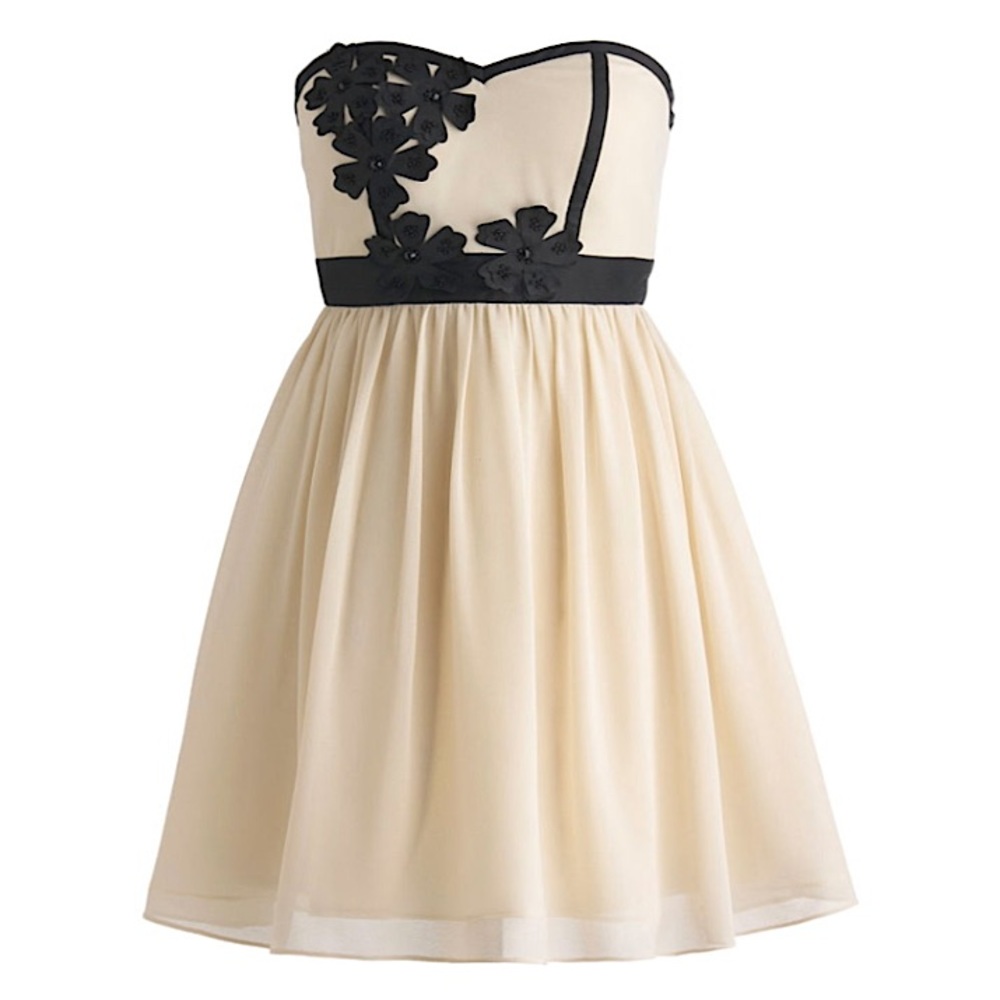 RICKETY RACK #46 Strapless Ivory Floral Applique Party Dress